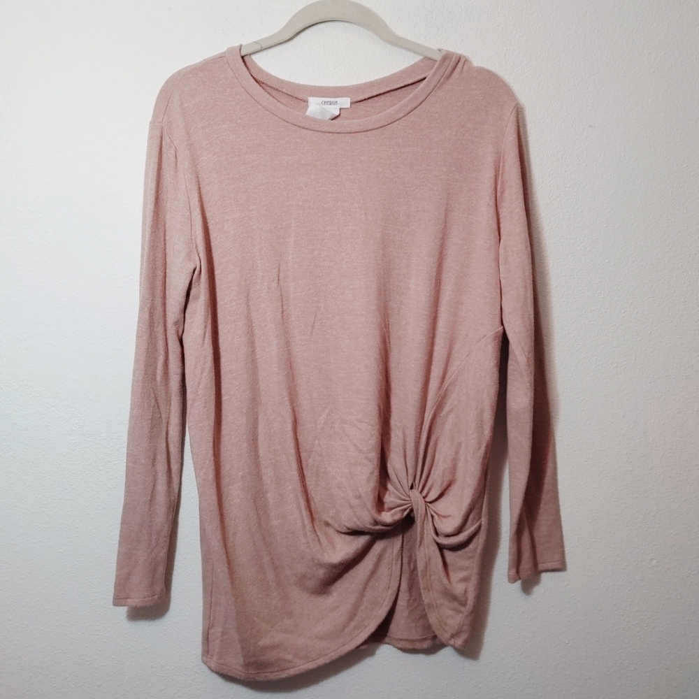 Cherish Tan Twist Side Long Sleeve Shirt - S